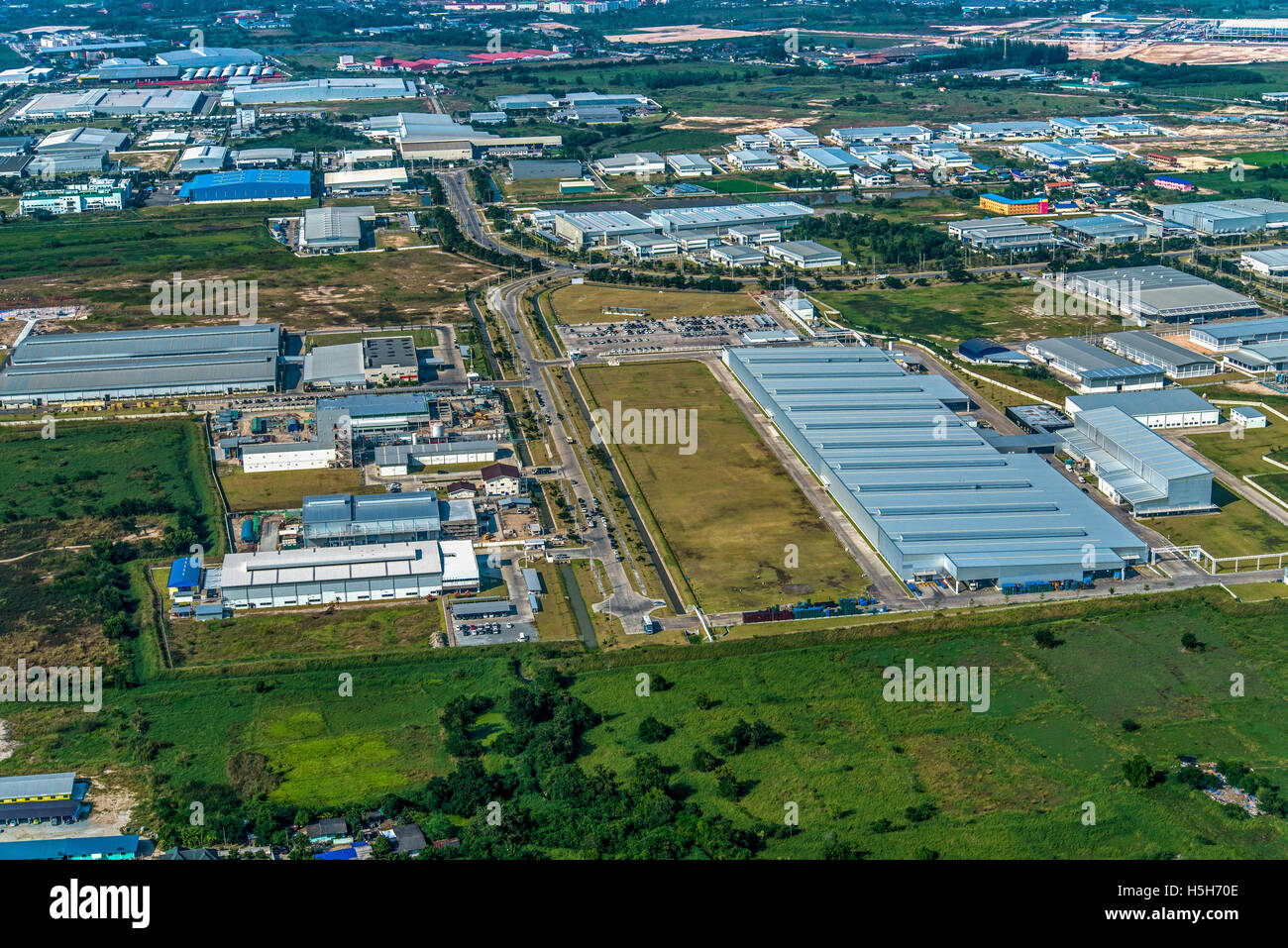 Industrial estate land development aerial view Stock Photo Alamy