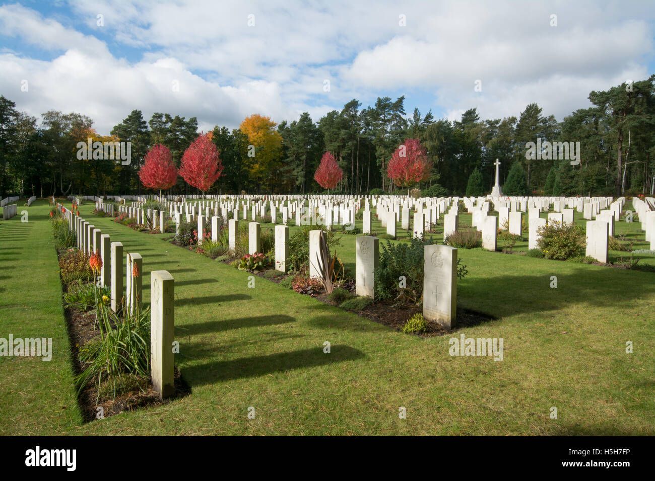 Brookwood Military Cemetery in Surrey, England in the autumn. Stock Photo