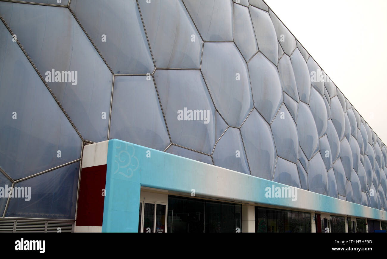 The Beijing National Aquatics Center, built for the Beijing Olympics by a consortium of architects, Engineers and constructors. Stock Photo