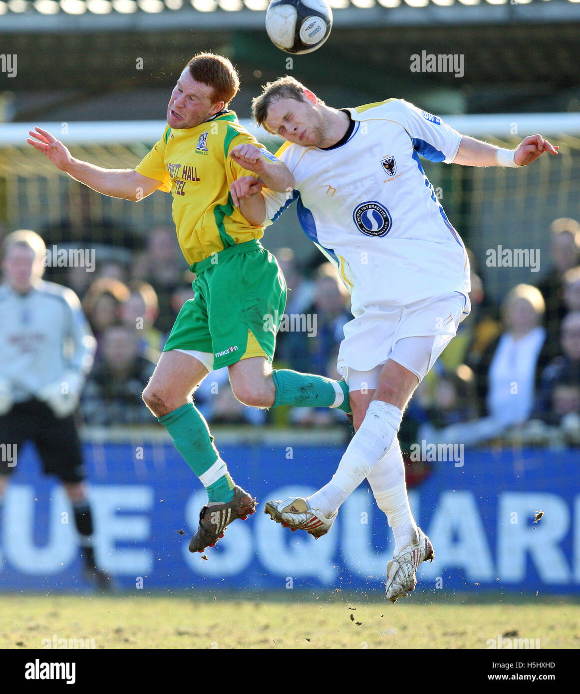 Lorcan Fitzgerald of Thurrock challenges Sam Hatton of Wimbledon - Thurrock vs AFC Wimbledon - Blue Square Conference South at Ship Lane, Purfleet, Essex - 21/02/09. Stock Photo