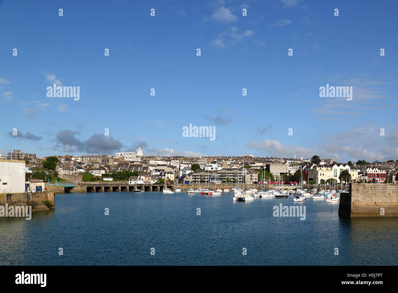 View of Penzance harbour on a sunny day, Cornwall, UK Stock Photo