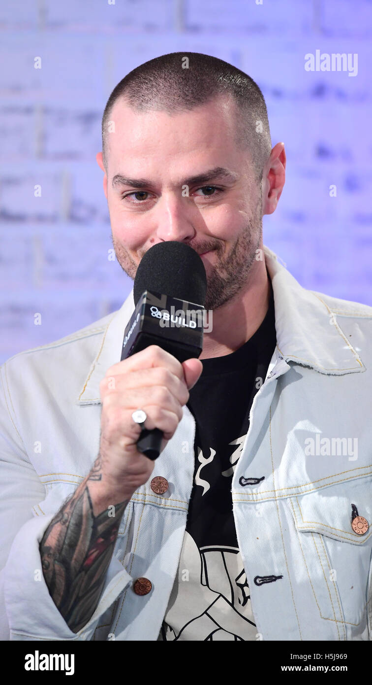 Matt Willis of Busted speaking at an AOL BUILD series London event at AOL's Capper Street Studio. Stock Photo
