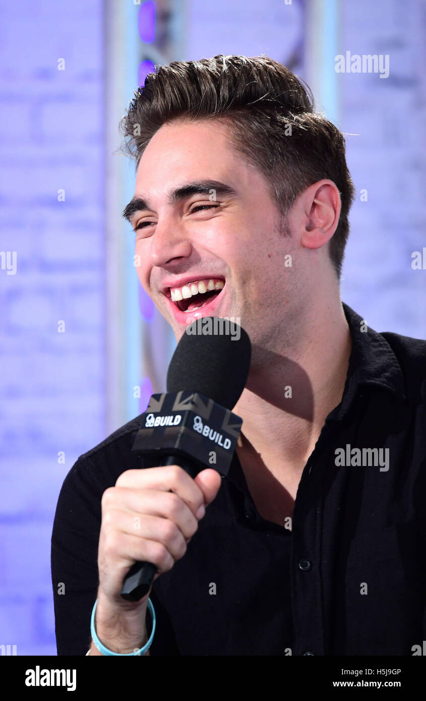 Charlie Simpson of Busted speaking at an AOL BUILD series London event at AOL's Capper Street Studio. Stock Photo