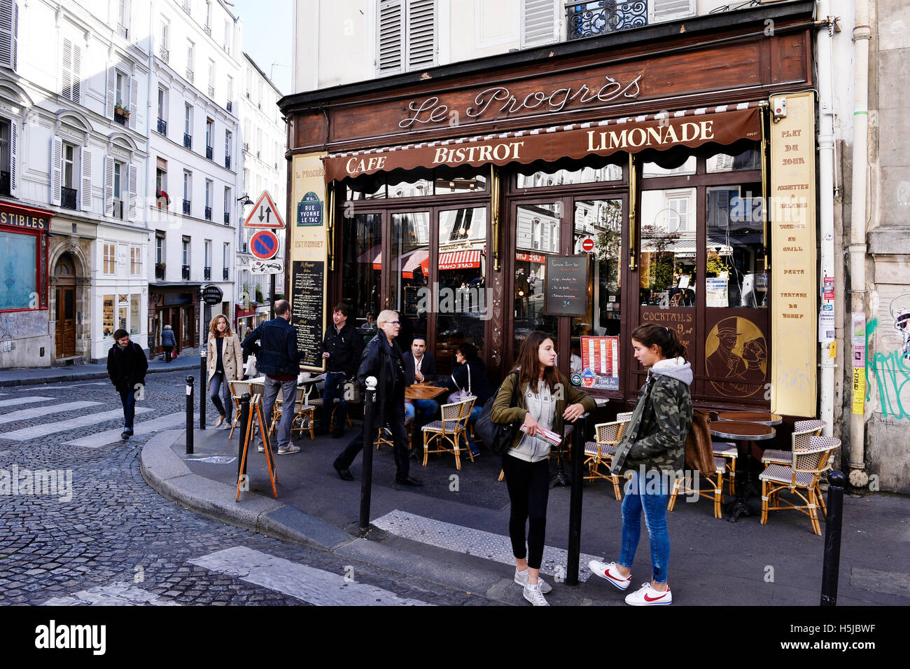 Parisian Café, Montmartre, Paris, France Stock Photo