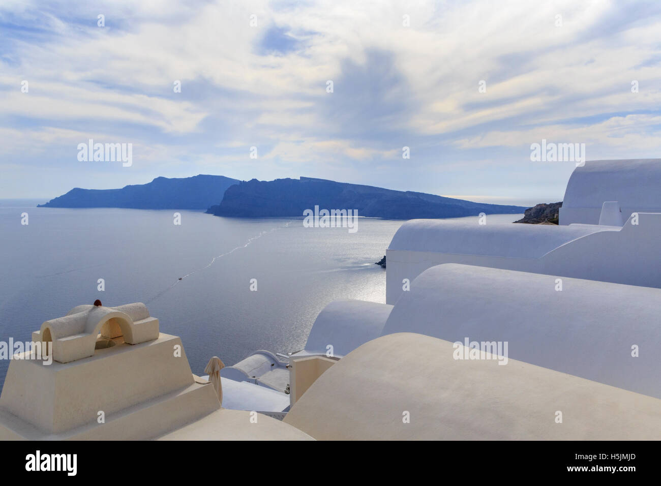 roofs of buildings in Oia on Santorini Stock Photo