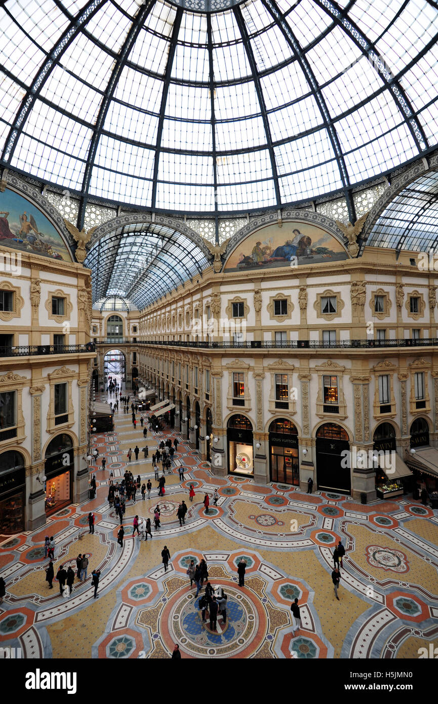 The recently restored Galleria Vittorio Emanuele II in Milan, Italy Stock Photo