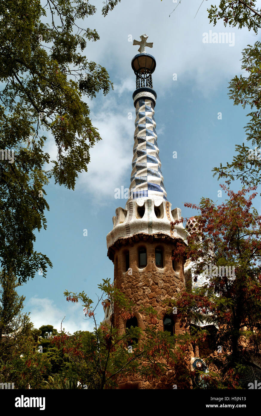 Entrance pavilion, Park Guell, Barcelona Stock Photo