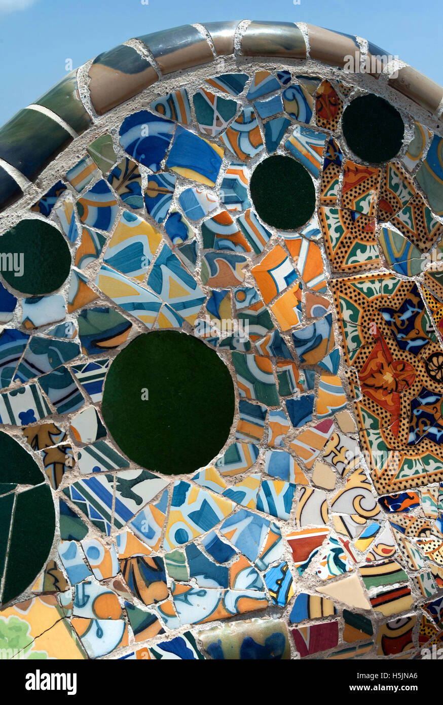 Gaudis mosaic benches, Park Guell, Barcelona Stock Photo