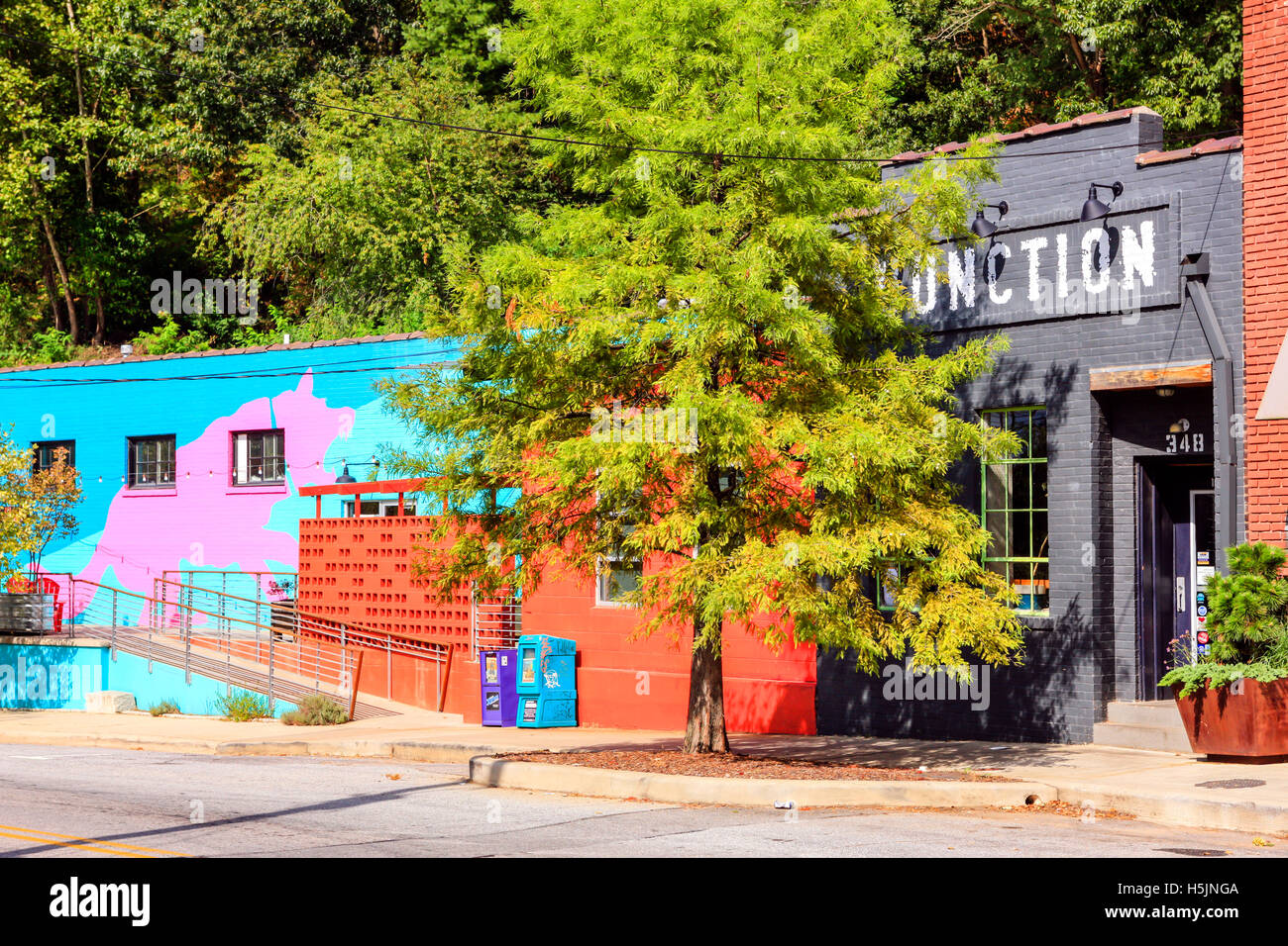 The Junction, part of the reutilized warehouse buildings on Depot St in the River Arts District