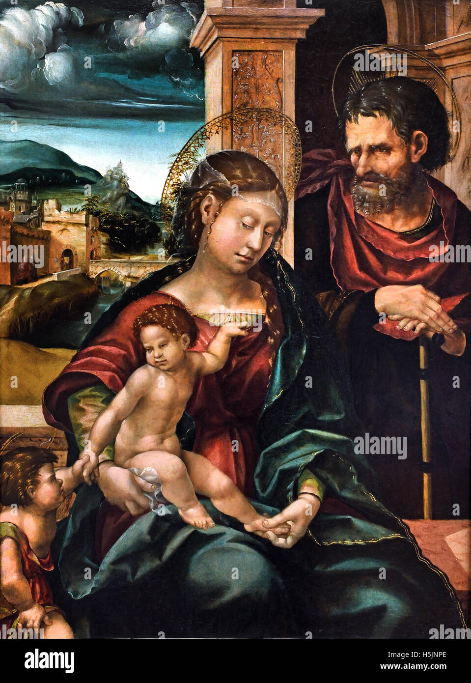 Die Heilige Familie mit dem Kleinen Johannes - The Holy Family with Little John 1525 Hans Burgkmair 1473-1531 German Germany Stock Photo