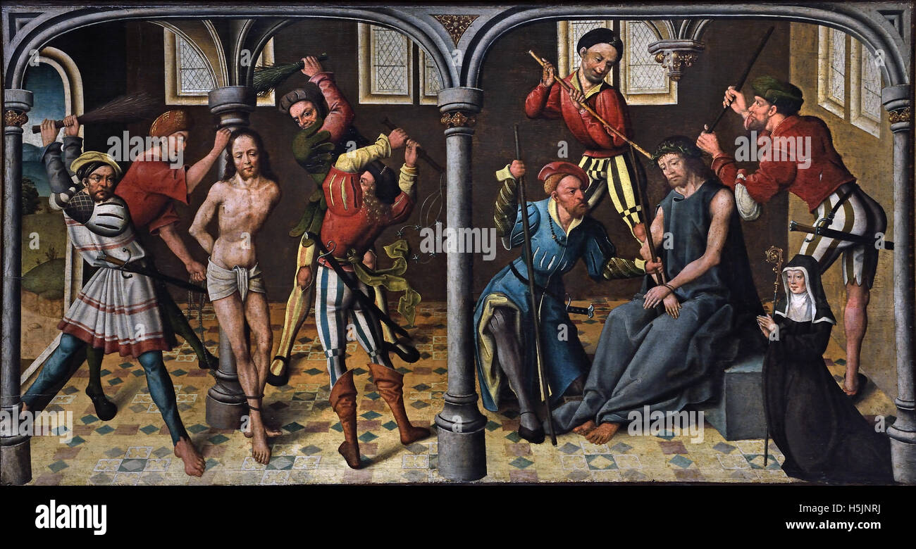 Flagellation and The Crowning with Thorns 1527 Jan Baegert 1465 - 1535 Wesel ( was a painter at the time of the transition from the medieval age to the modern age ) German Germany Stock Photo