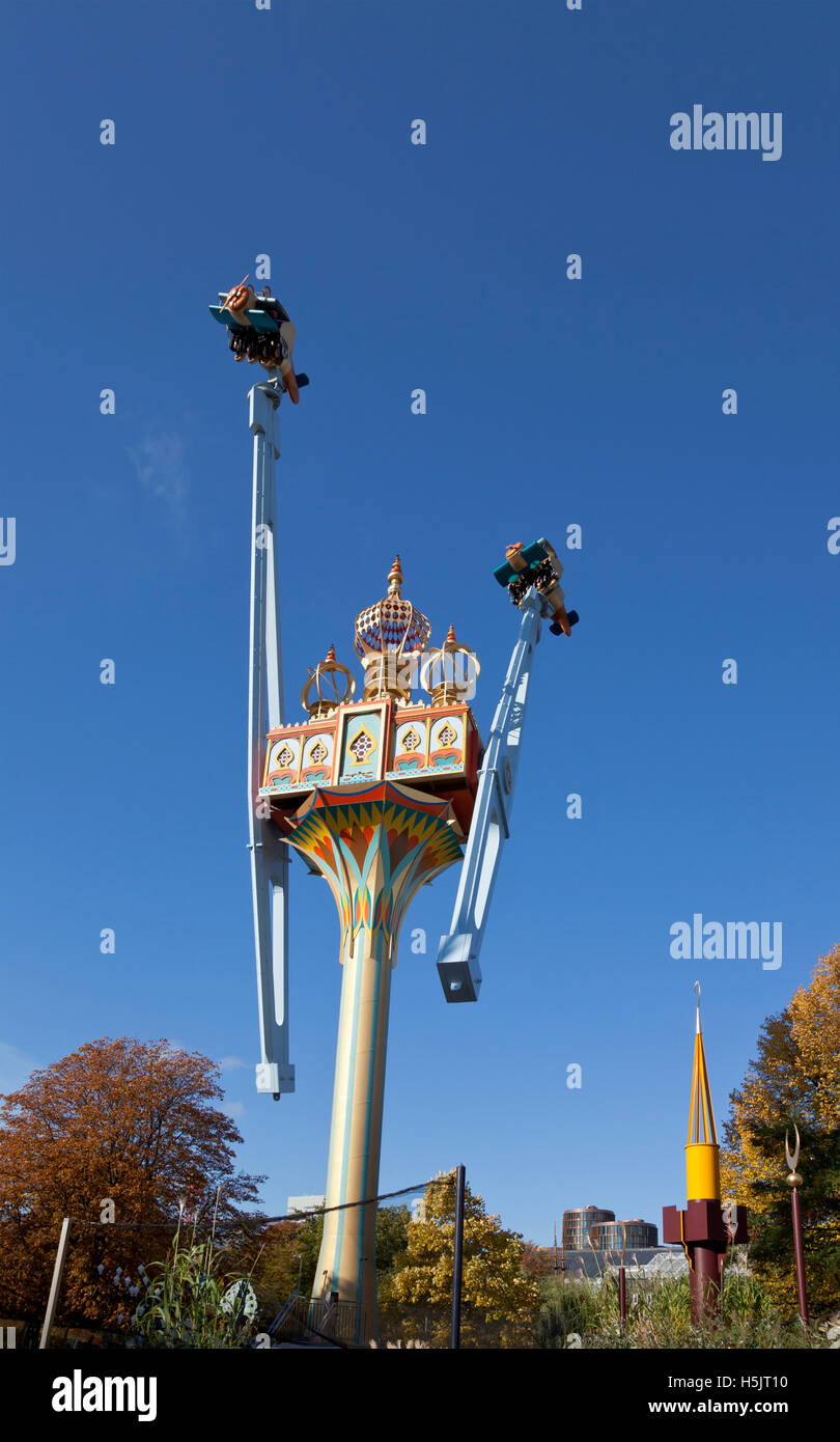 The Vertigo ride in the Tivoli Gardens, Copenhagen, on a sunny day in late  October. Halloween theme Stock Photo - Alamy
