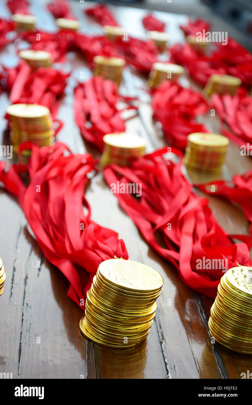 Gold medals. Stock Photo
