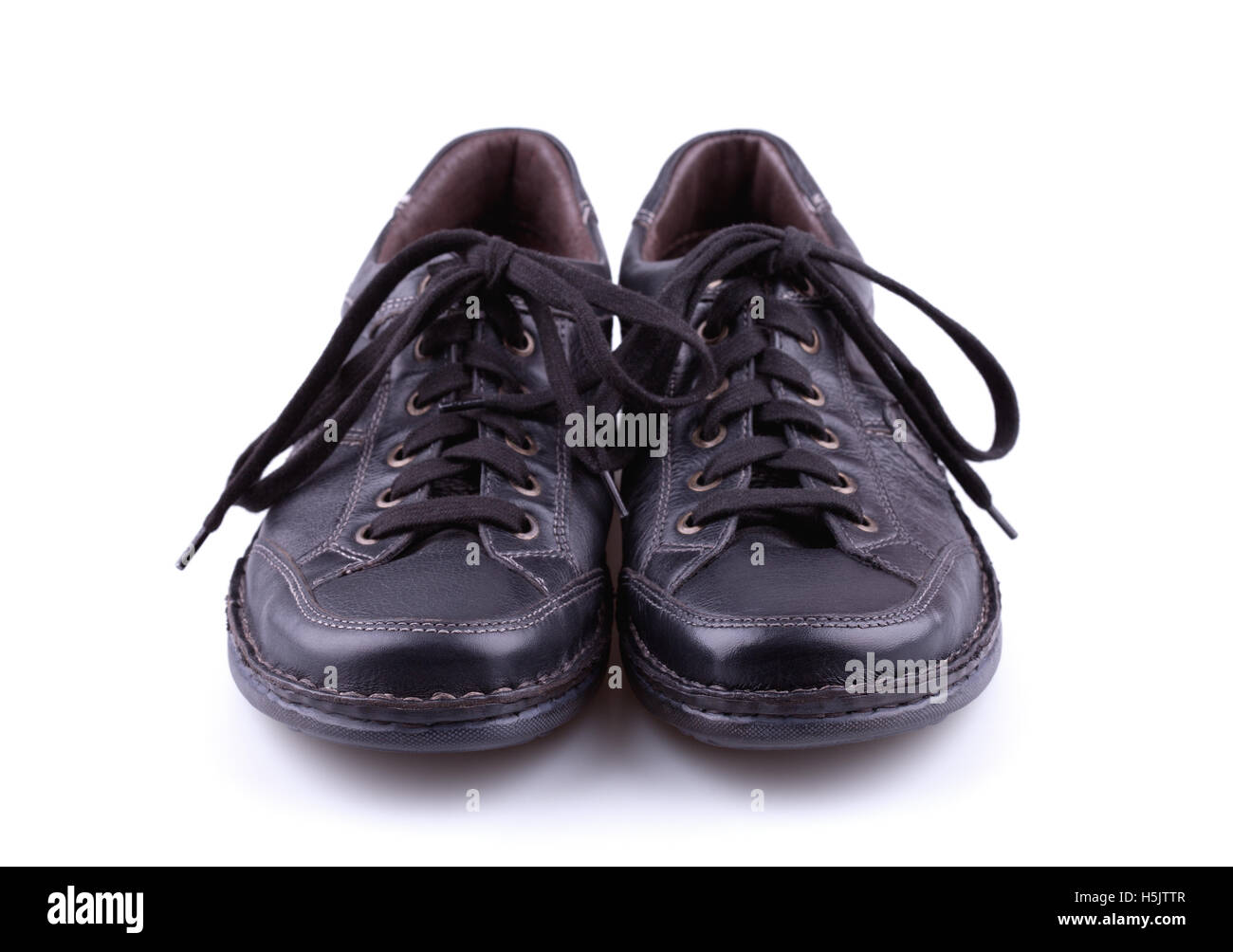 Black leather men's shoes Stock Photo