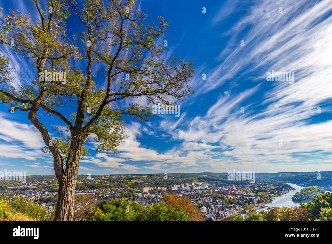Aerial view of city Namur and Meuse river, Belgium Stock Photo