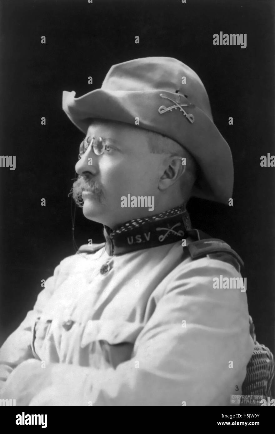 THEODORE ROOSEVELT (1858-1919) American politician as a a Captain in the First US Volunteer Cavalry Regiment in 1898 Stock Photo