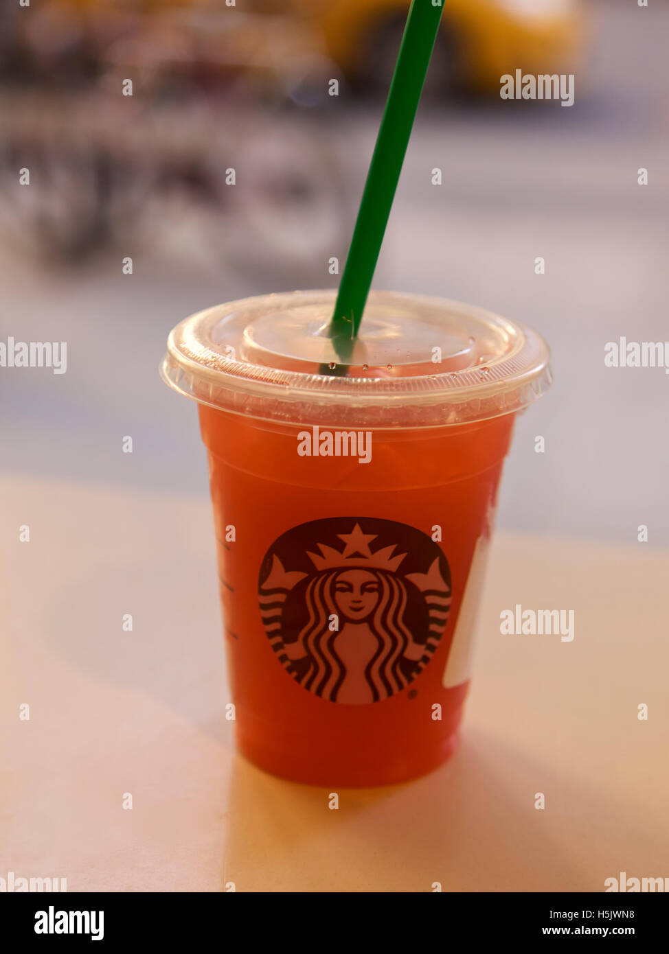 Starbucks fruit drink inside a store on April 16 2016 in New York, USA Stock Photo