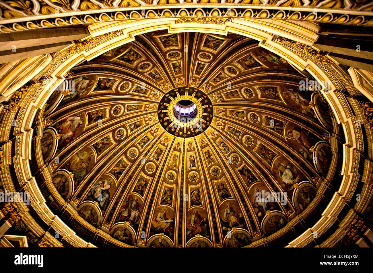 Interior Dome of St Peter's Basilica, Vatican City Stock Photo