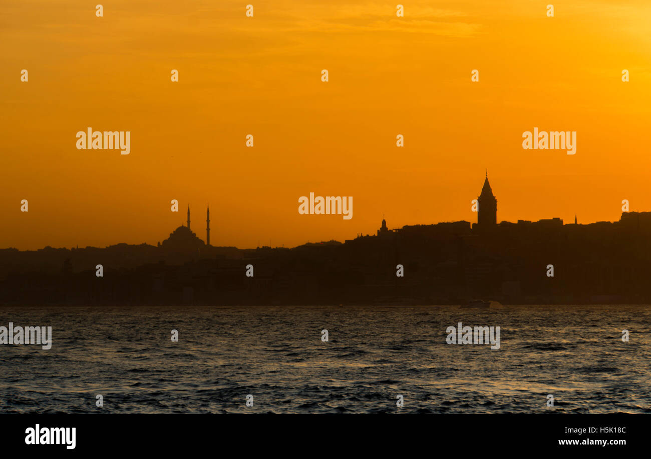 a view of istanbul city at sunset Stock Photo