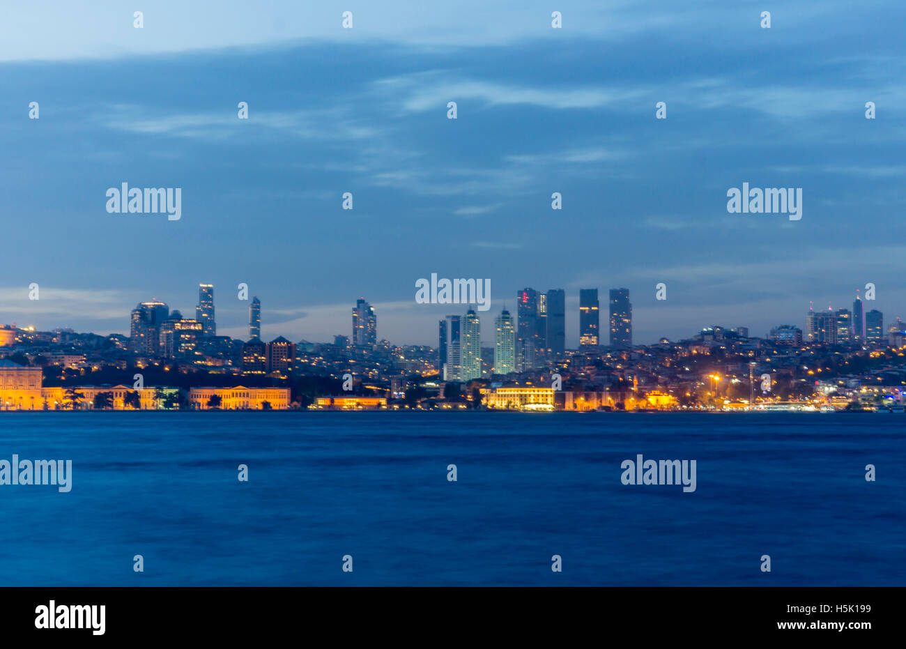 a view of istanbul at dusk from the sea Stock Photo