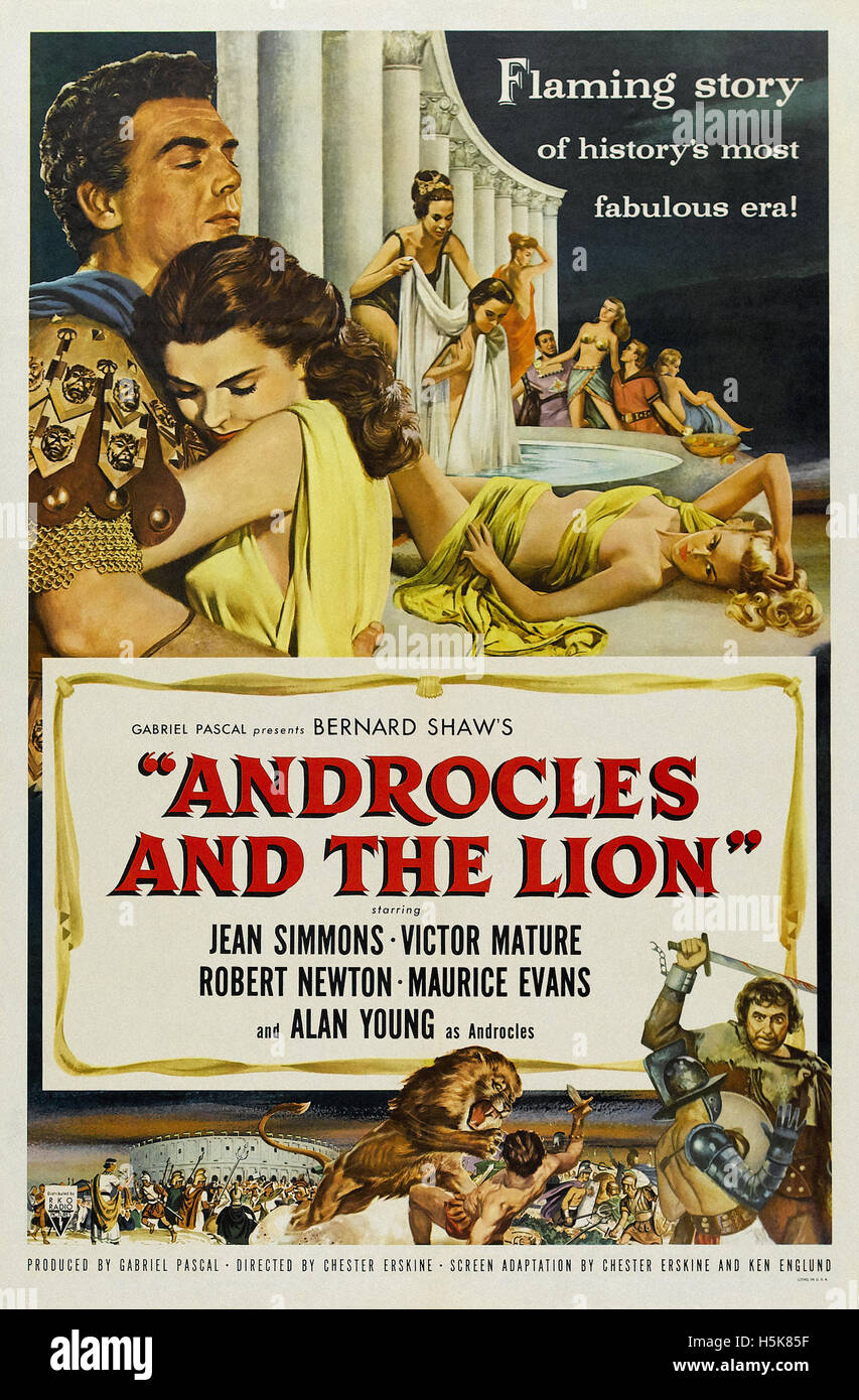 the Androcles and Lion - Movie Poster Stock Photo