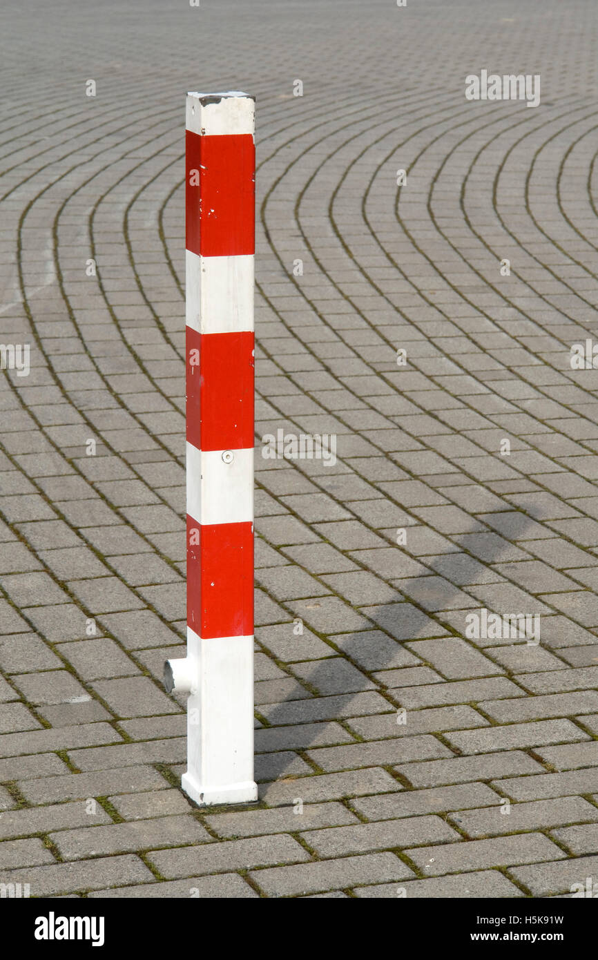 Red and white post, barrier Stock Photo