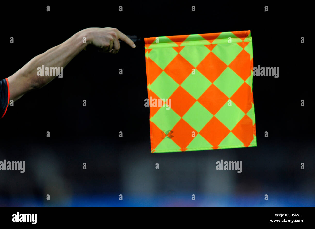 The assistant referee's flag, football, soccer Stock Photo
