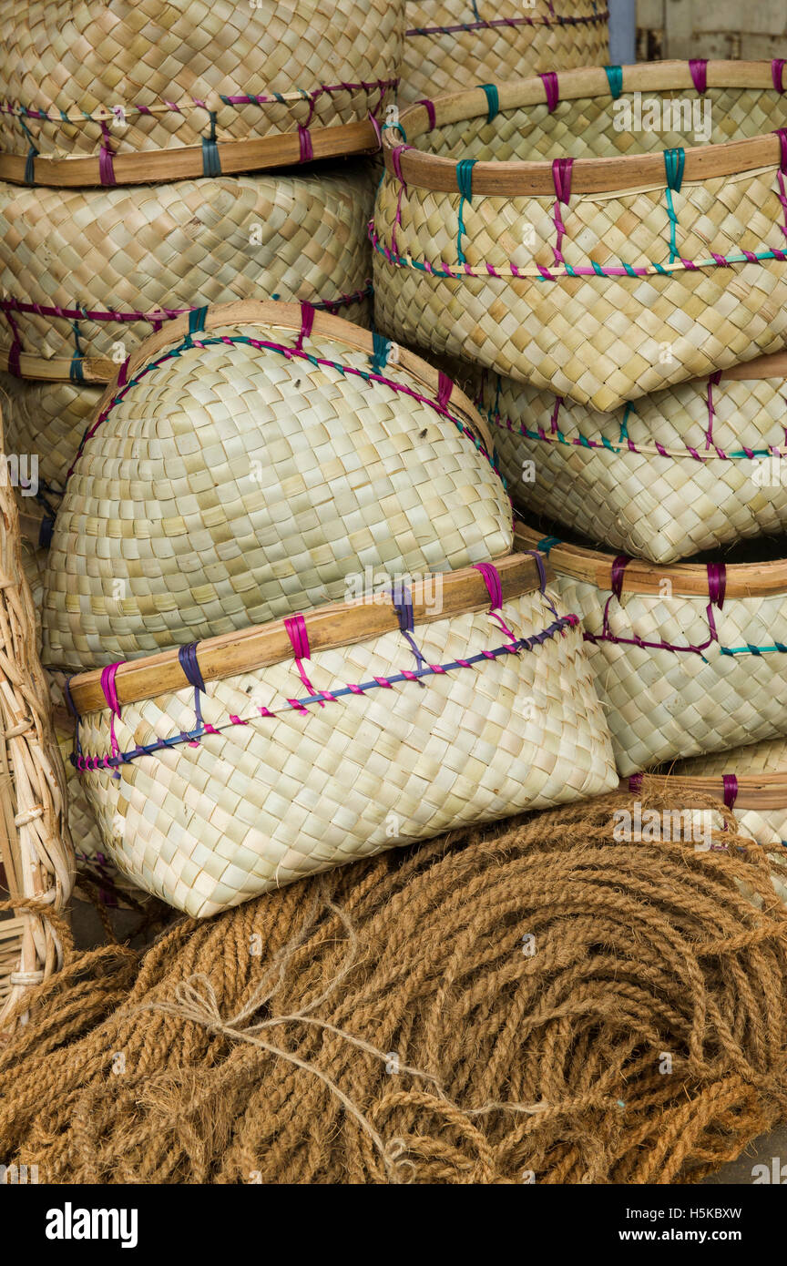 Baskets for sale in the market, Batticaloa, Sri Lanka Stock Photo Alamy