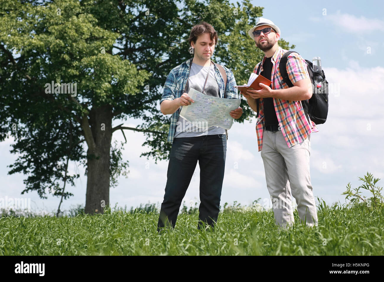 Person Using Field Maps man with map in a field Stock Photo - Alamy