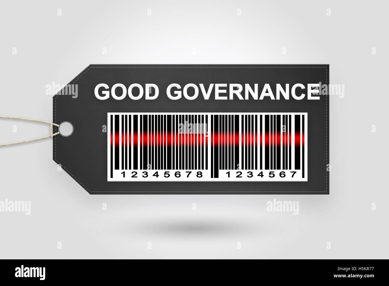 good governance price tag with barcode and grey radial gradient background Stock Photo