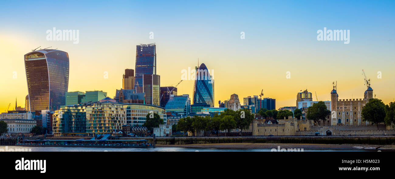 Panoramic view of London cityscape at sunset Stock Photo