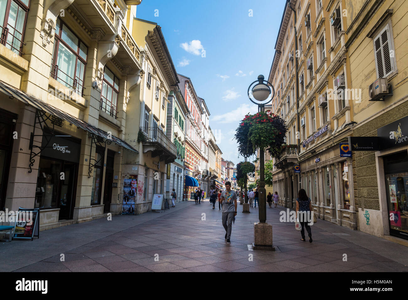 Korzo, the pedestrian main street in the centre of the city, Rijeka, Croatia Stock Photo