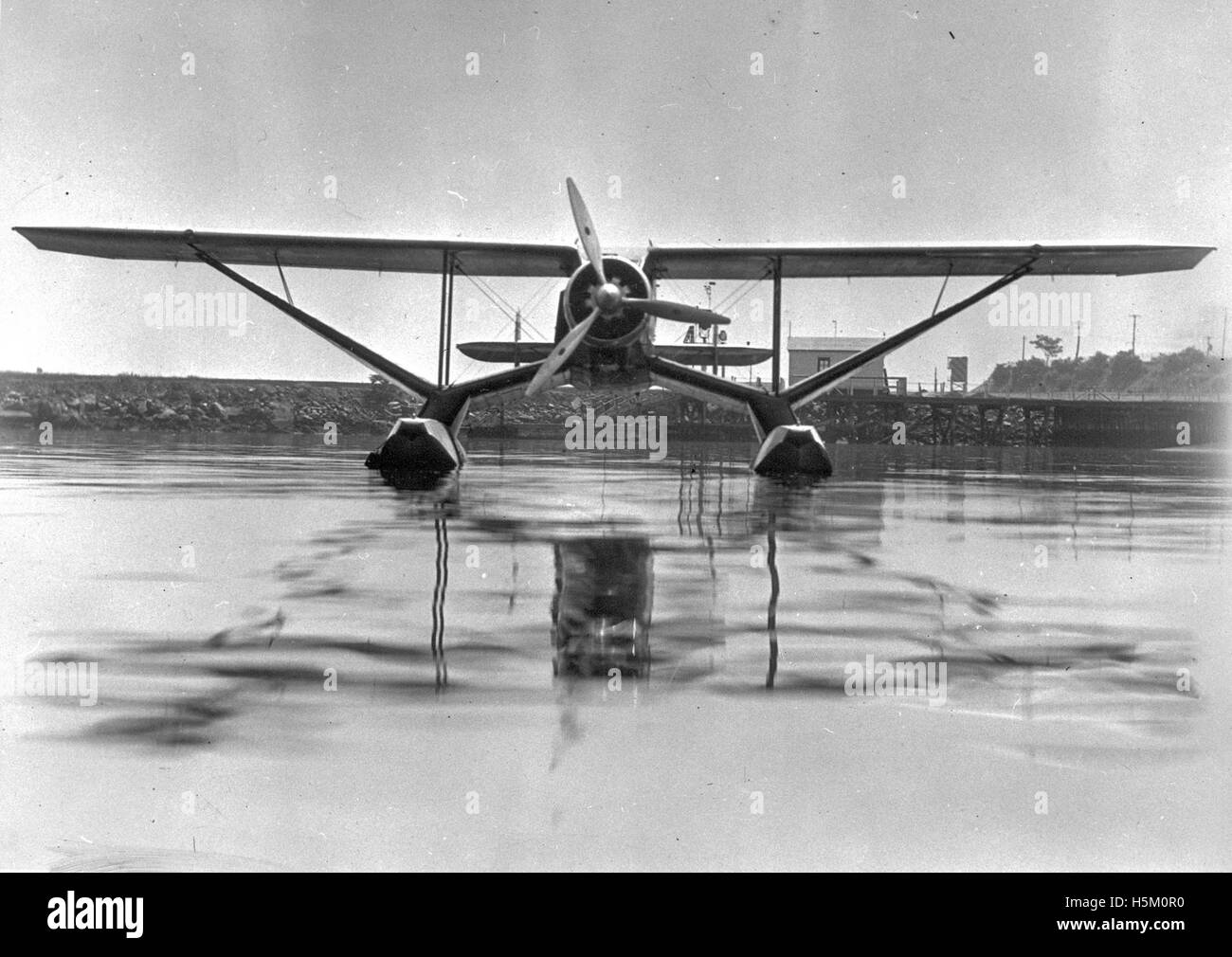 A frontal view of a BKV aircraft from Mackenzie Air Service, a company that operated aviation services, likely in Canada, showcasing the aircraft's design and purpose in regional air travel. Stock Photo