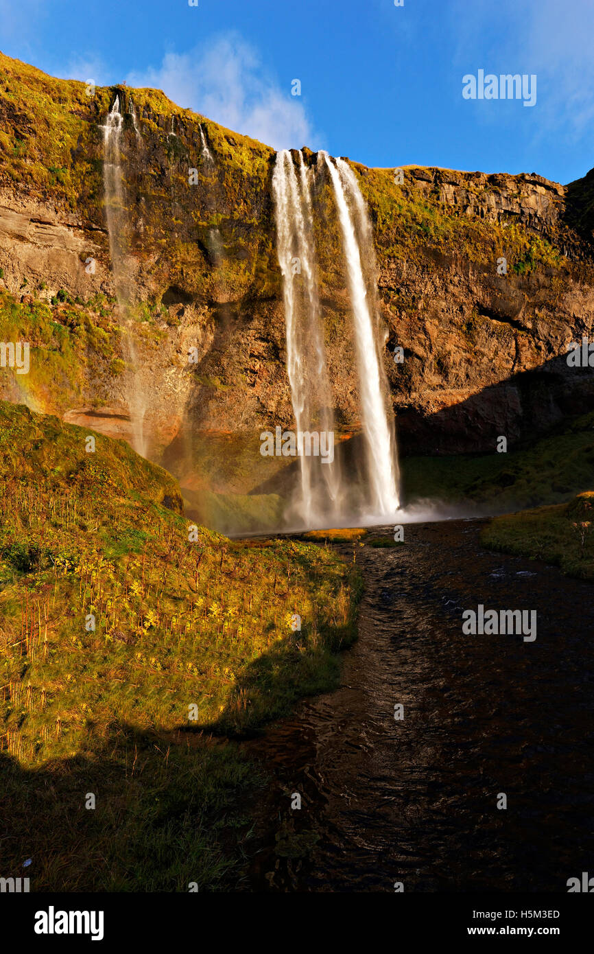 Seljalandsfoss waterfall, South Iceland, North Atlantic, Europe Stock Photo