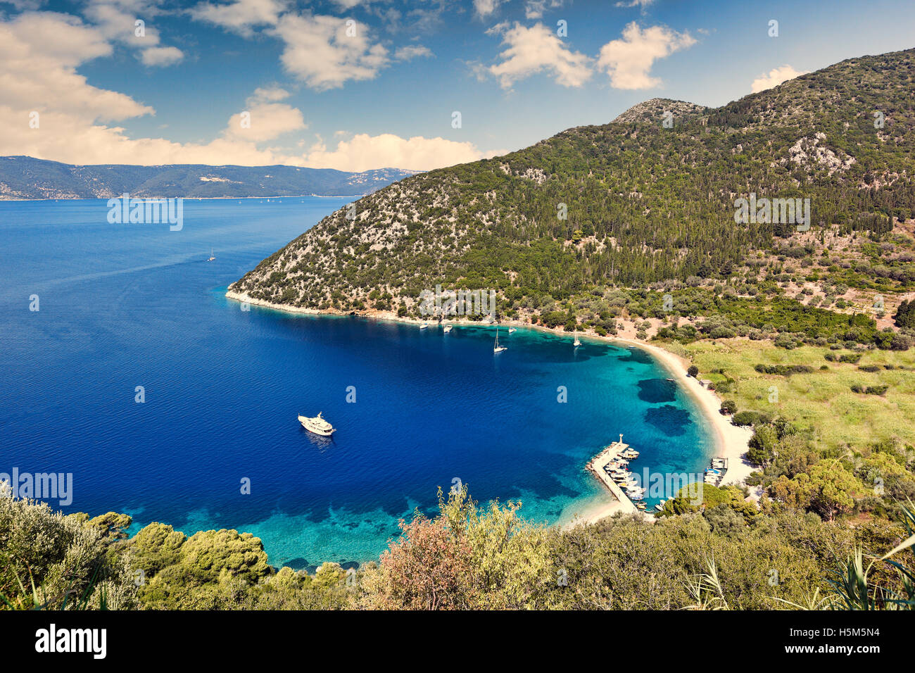 Polis beach in Ithaki island, Greece Stock Photo