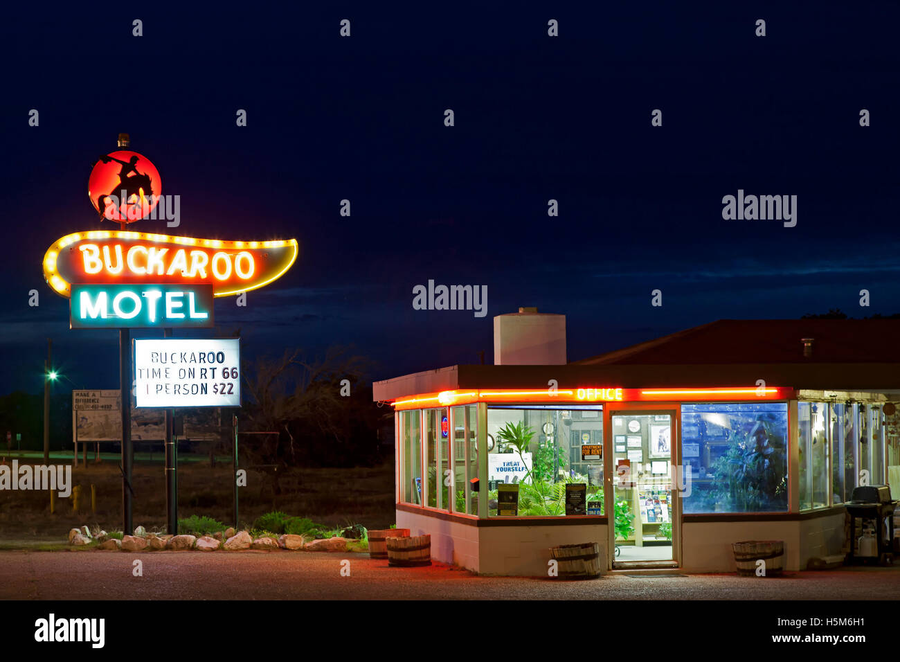 Historic Buckaroo Motel, Route 66, Tucumcari, New Mexico USA Stock Photo