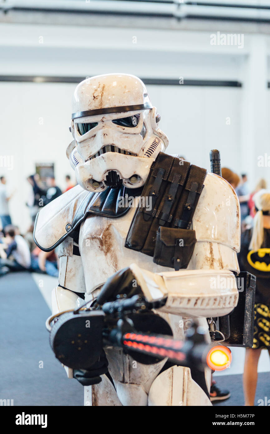 A cosplayer wears a Stormtrooper costume, known from the Star Wars-universe,  at Comic Con Copenhagen 2016 Stock Photo - Alamy
