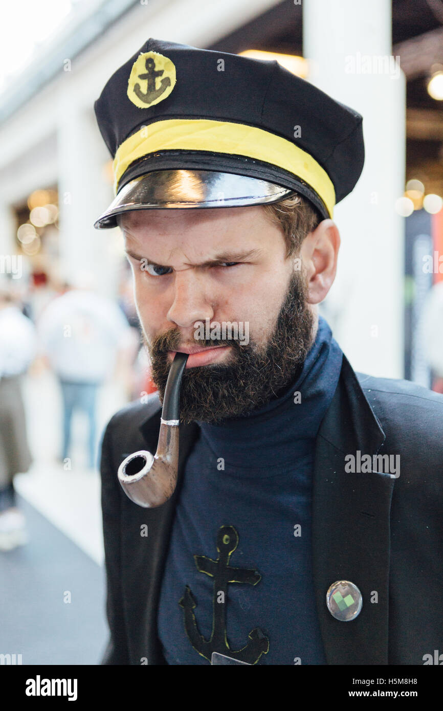 A cosplayer wears a Captain Haddock costume, known from the Tintin  universe, at Comic Con Copenhagen 2016 Stock Photo - Alamy
