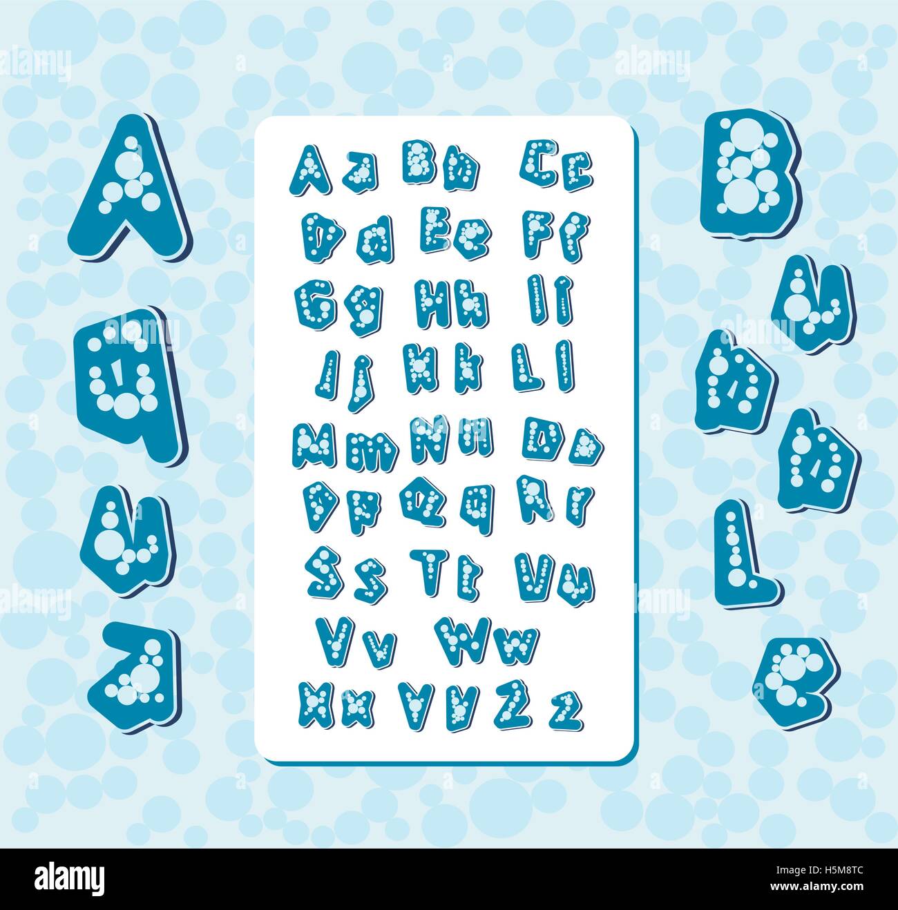 aqua bubble stylized handwritten letters english alphabet characters vector illustration Stock Vector