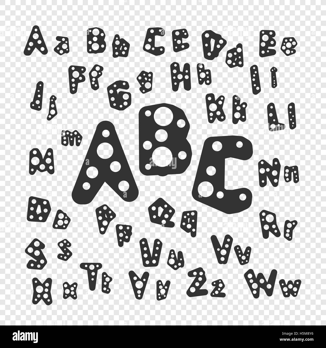 all english letters with circles abstract lettering design vector illustration set Stock Vector
