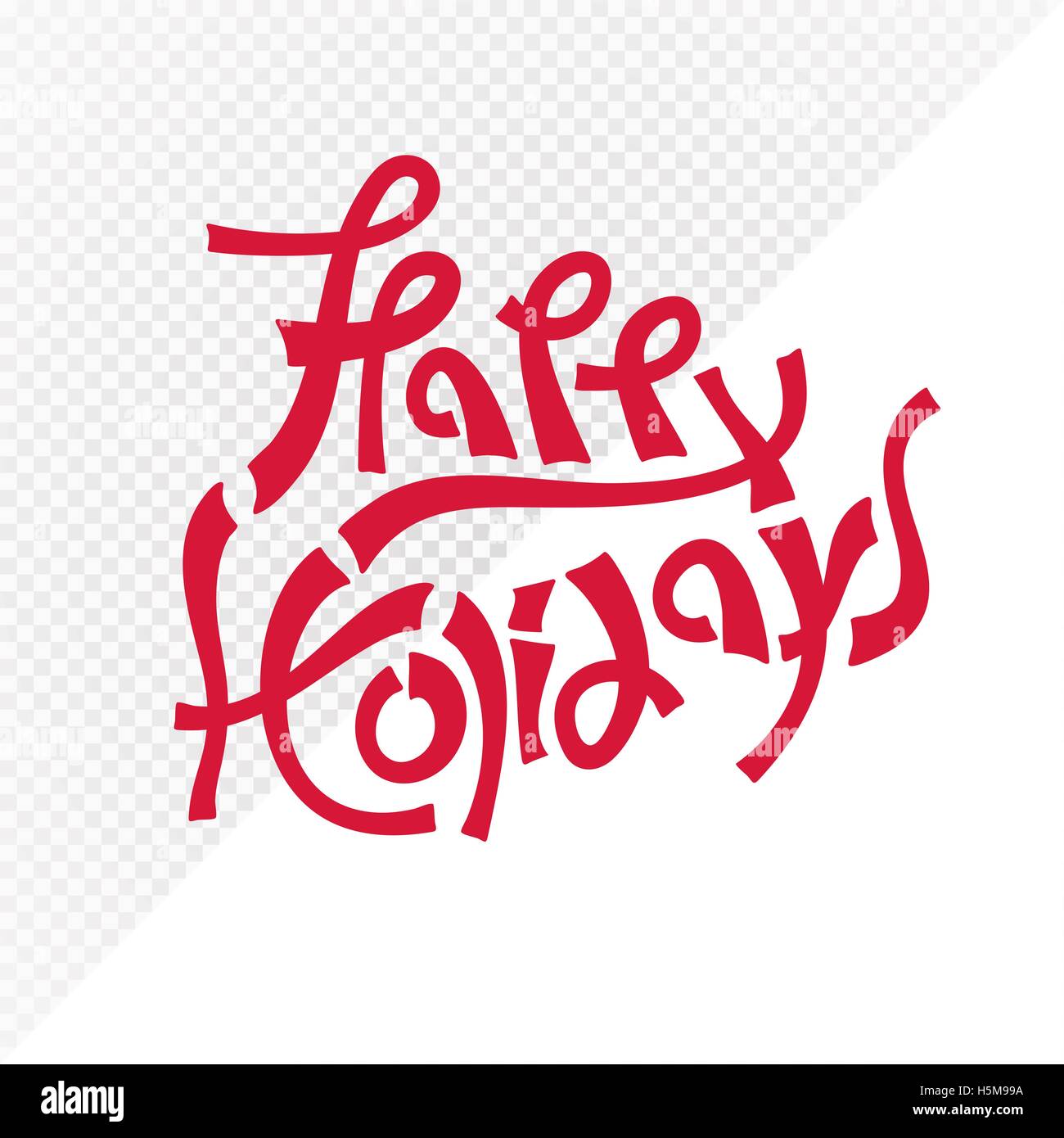 red happy holidays text lettering vector illustration isolated on white and transparent background simulation Stock Vector
