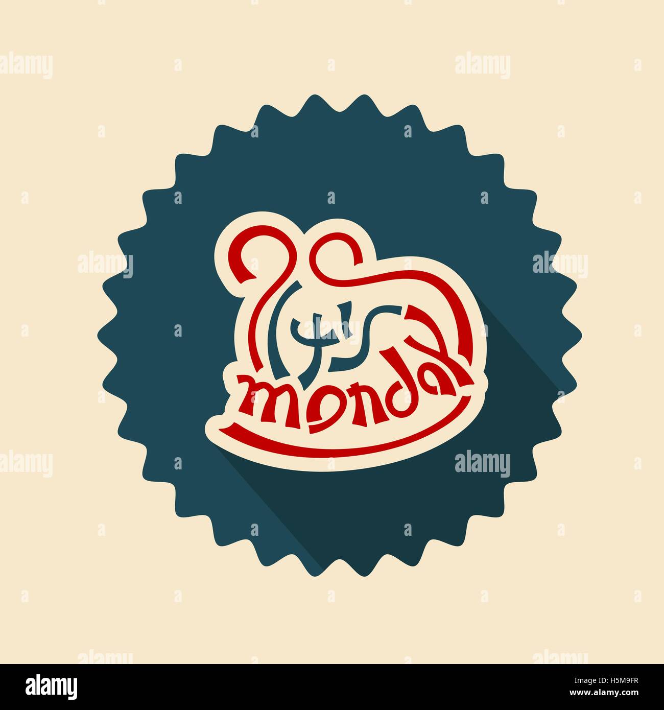 its monday text lettering badge vector illustration Stock Vector Image ...