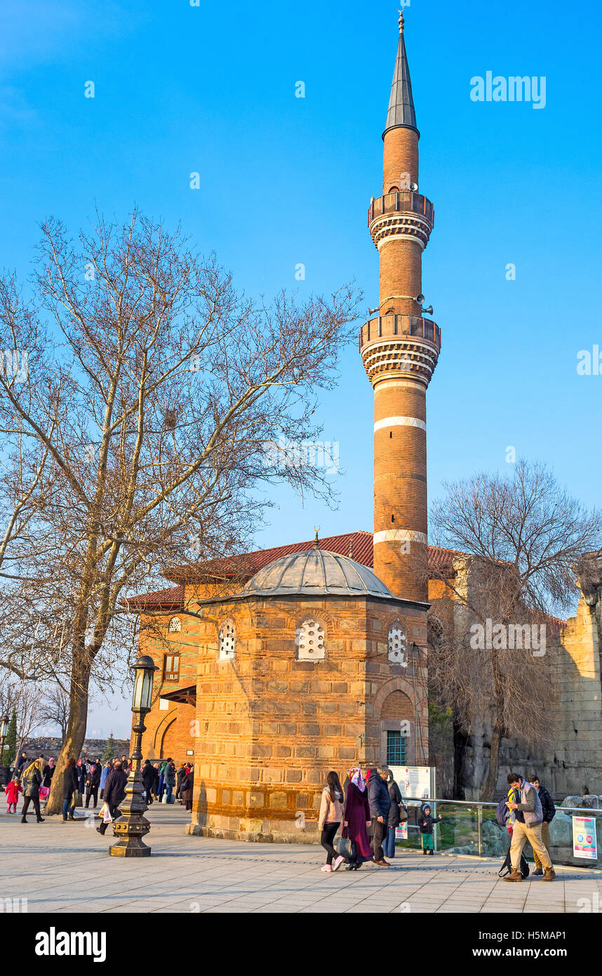 The worshipers are going to the Haci Bayram Mosque for Salat (the Muslim prayer), Stock Photo