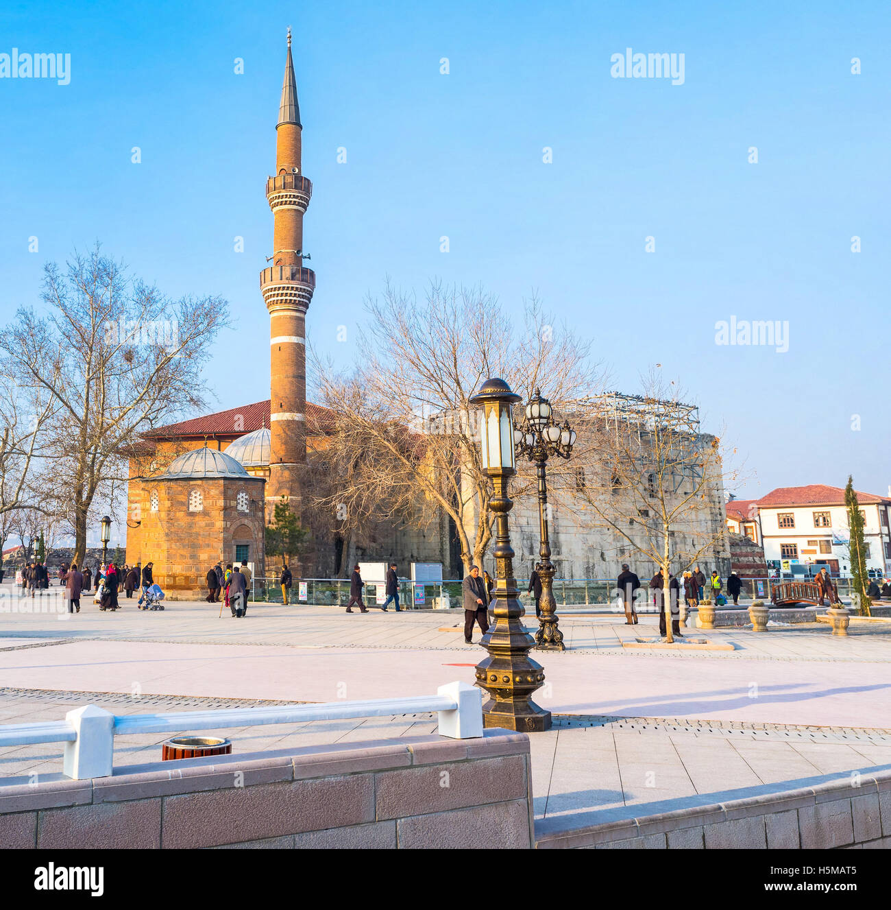 The Hacı Bayram Square is famous for its ancient religious landmarks, such as Hacı Bayram Mosque and the Temple of Augustus Stock Photo