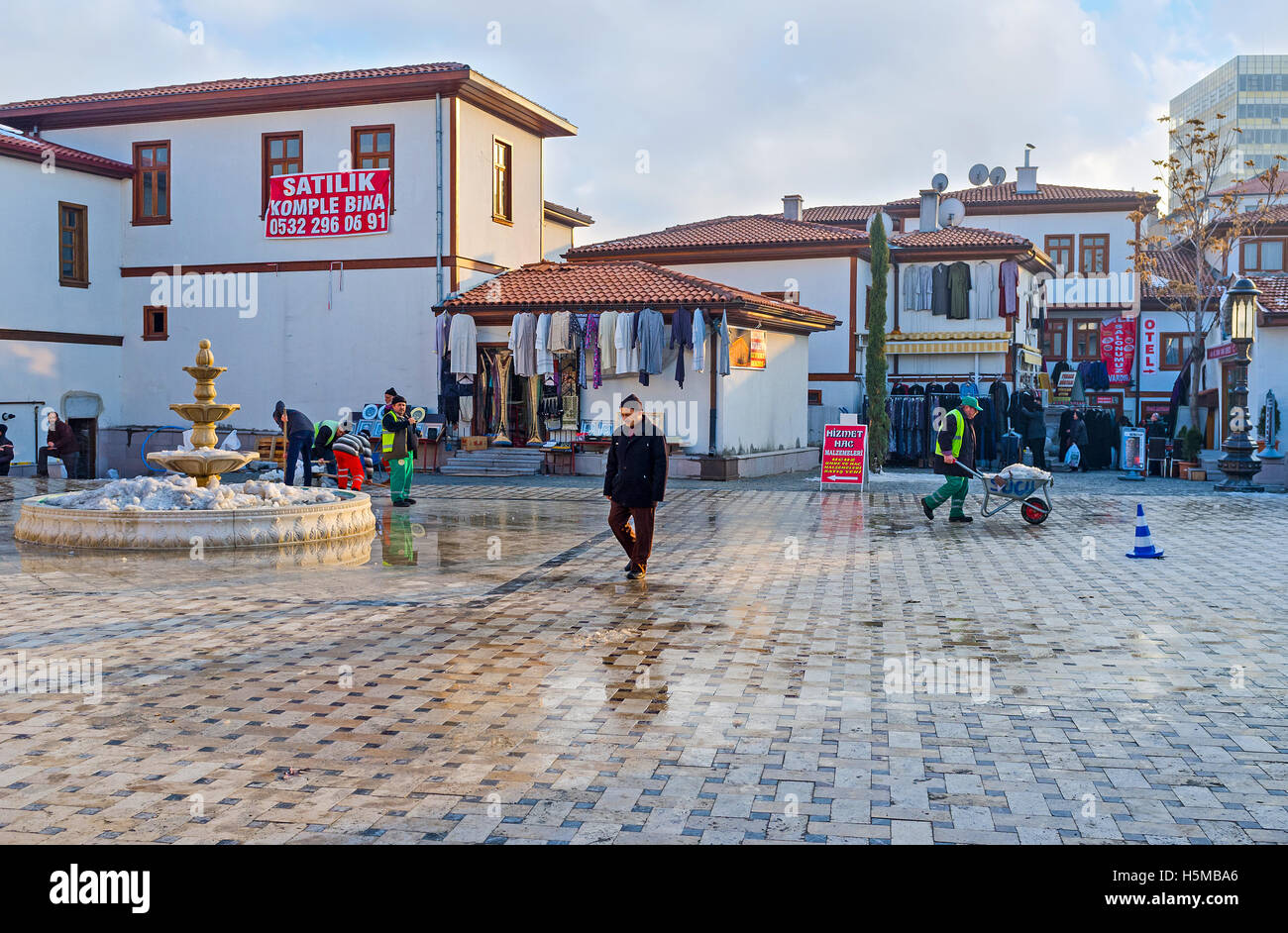 The  modern houses of Ulus district, the popular tourist area with traditional bazaar, teahouses, cafes and souvenir shops Stock Photo