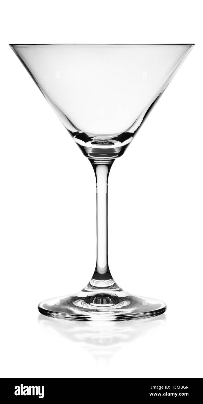Empty martini glass isolated on white background Stock Photo