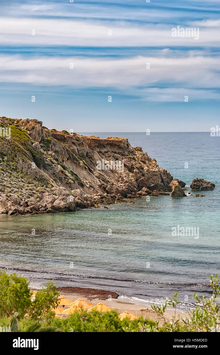 A view of cliffs at Makrygialos on the Greek island of Crete. Stock Photo