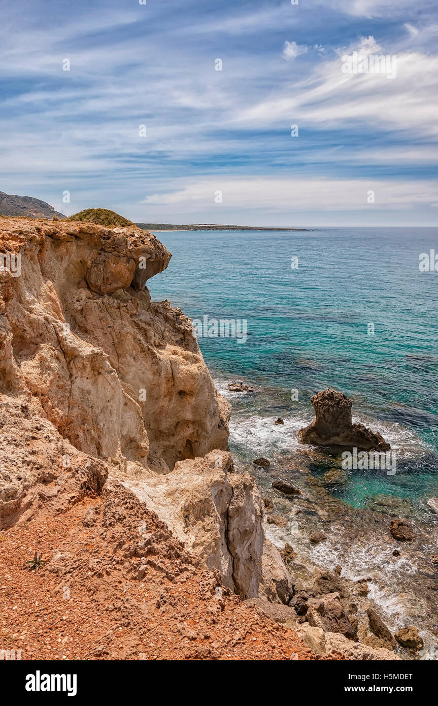 A view of a cove at Makrygialos on the Greek island of Crete. Stock Photo