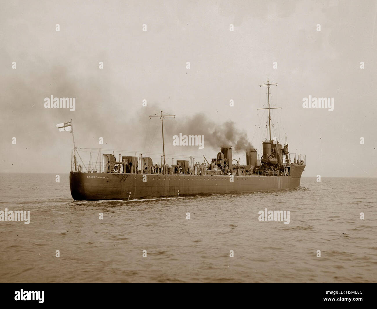 HMS Sparrowhawk at sea Stock Photo