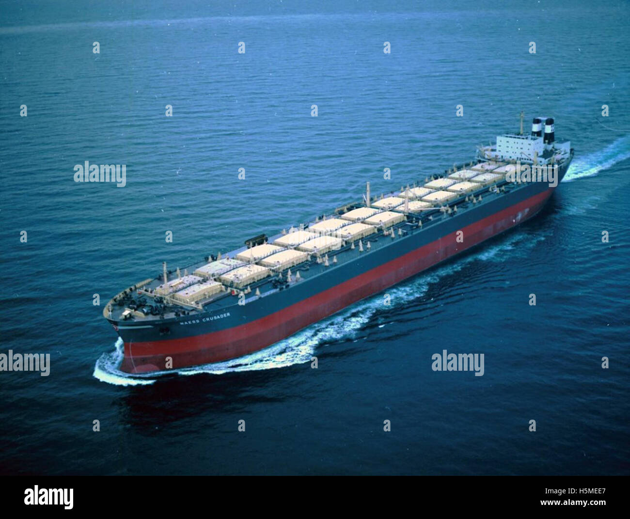 Colour aerial view of 'Naess Crusader' on sea trials Stock Photo